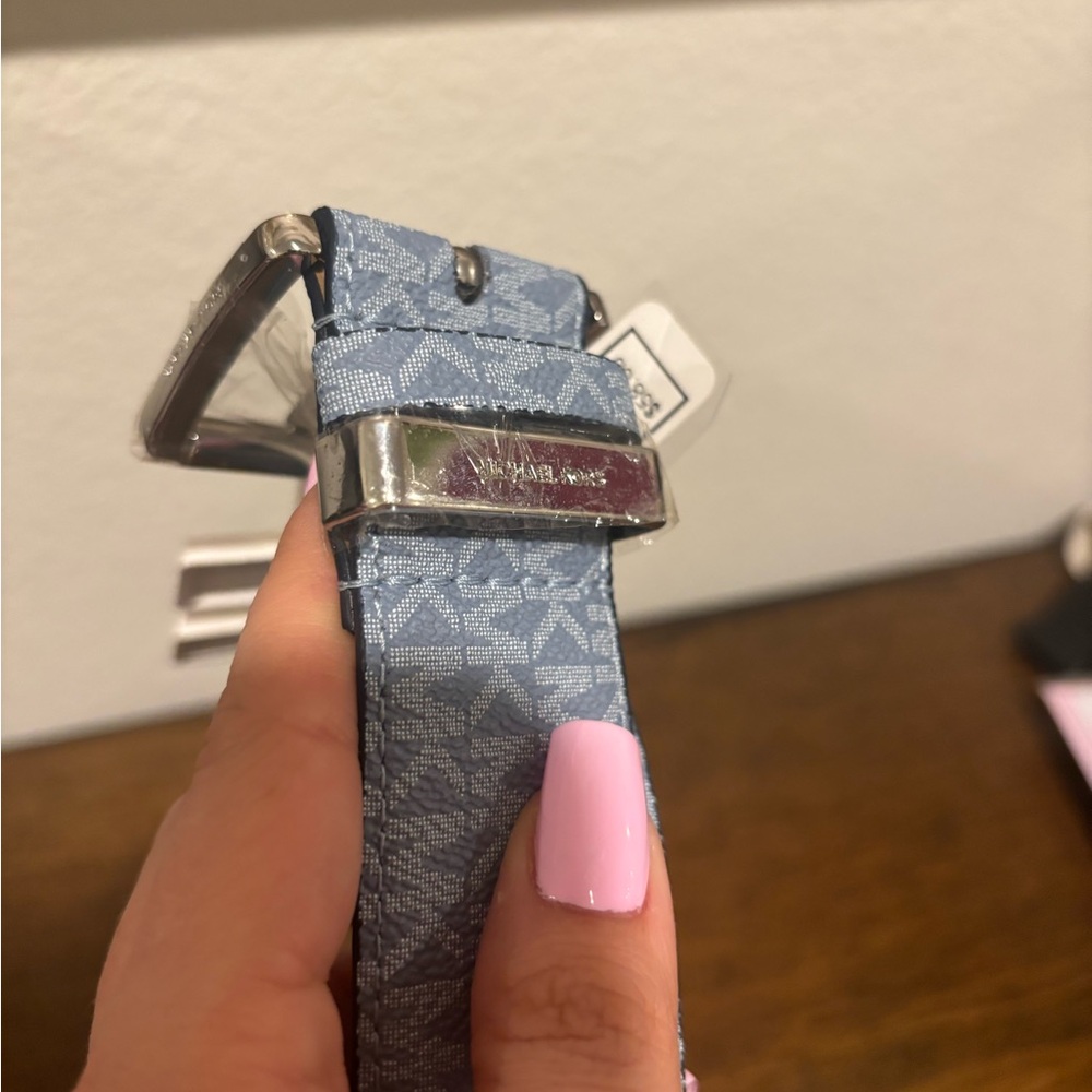 Michael Kors Light Blue Monogram Belt - Picture 7 of 8